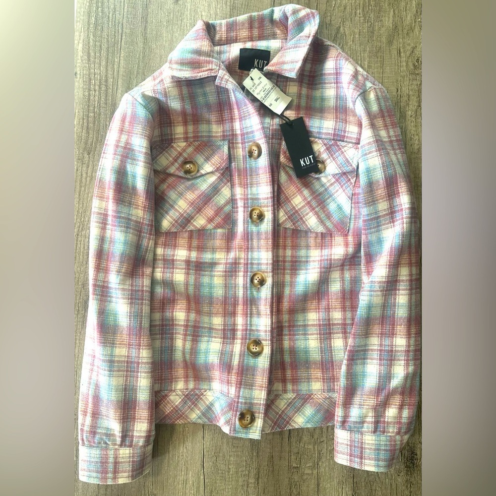 NWT Kut from the Kloth Dusty Rose/Blue Shacket